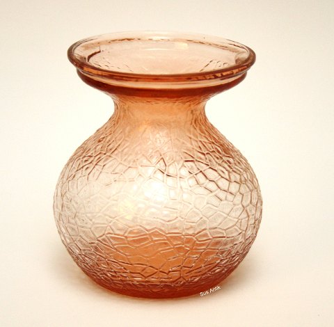 Støvet laksefarvet hyacinth glas/vase, Fyens Glasværk