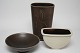 Skål, oval skål og vase, Solbjerg, Aluminia