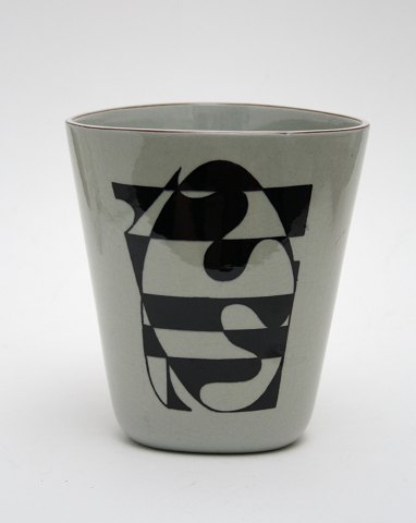 Vase grå med sorte motiver, Knabstrup