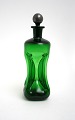 Grøn klukflaske med tin prop, Holmegaard