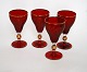 Røde Bøhmiske vinglas med guldciseringer